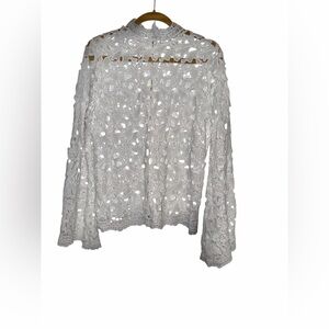 K Jordan Lace Top With Bell Sleeves And Top To Bottom Back Zipper, Size M, NWOT